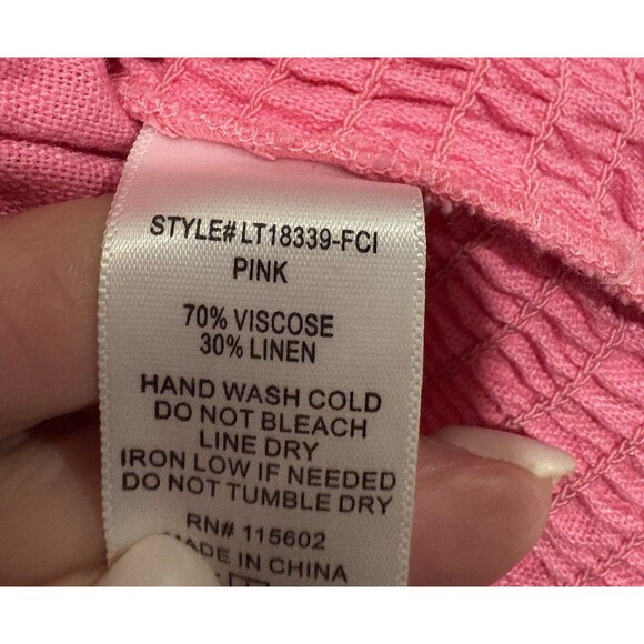 Lush Cropped  Top Women’s Large  Pink Stretch Smocked - Picture 5 of 5